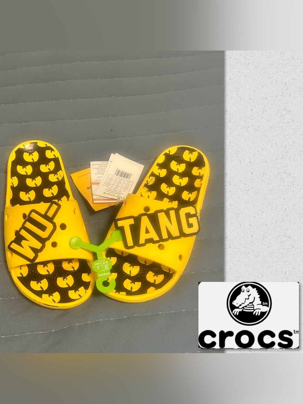 CROCS X Wu-Tang Yellow and Black Slide Sandals